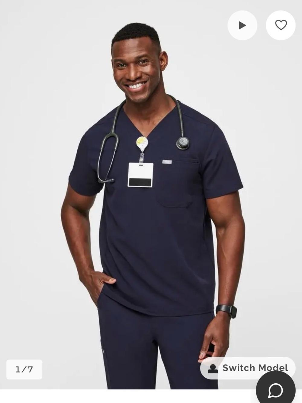 Figs Men's Navy V-Neck Medical Top